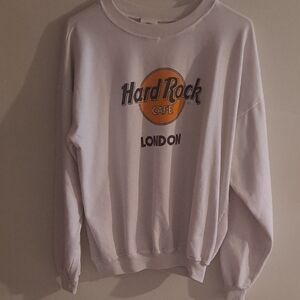 Hard Rock Cafe London White Sweatshirt with Orange Logo